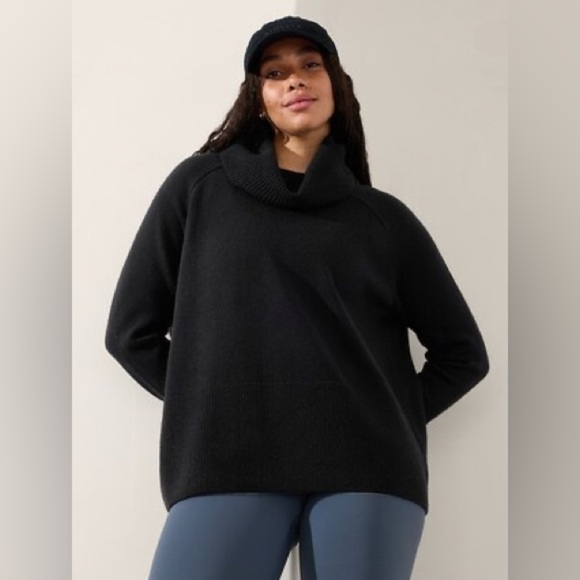 Athleta Alpine Black Merino Wool Cashmere turtleneck sweater Sz XL - Picture 12 of 16